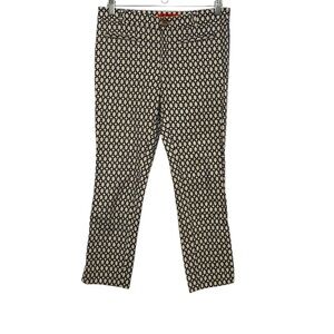 Anthropologie Cartonnier Cream‎ & Blue Printed Ankle Pants Sz 4